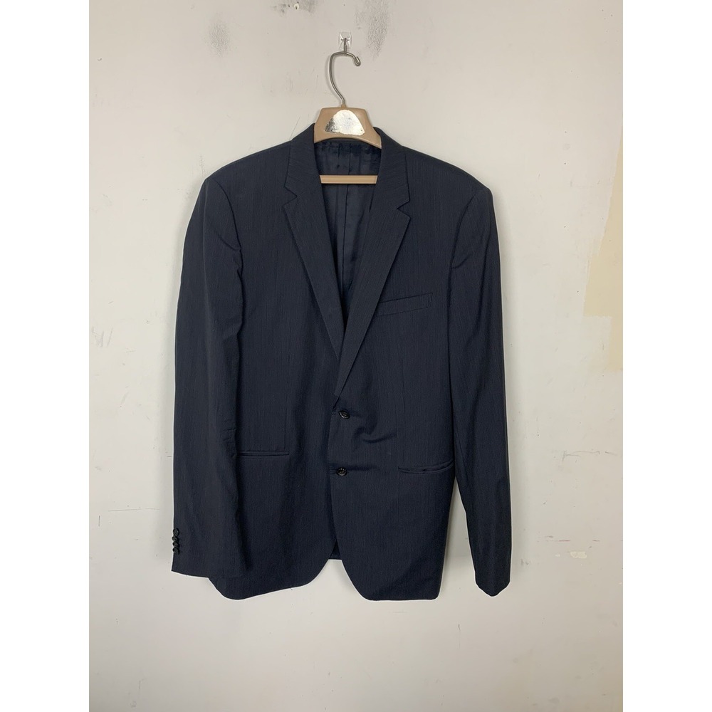 Hugo Boss Mens Blazer 44L Blue Super 100s Wool Preppy Evening‎ Sport Coat Navy